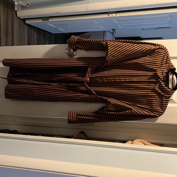 Justfab L brown stripe dress w/ belt. - Picture 4 of 4